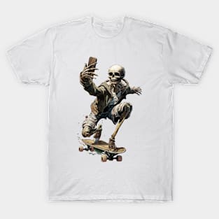 A skeleton rides a skateboard T-Shirt